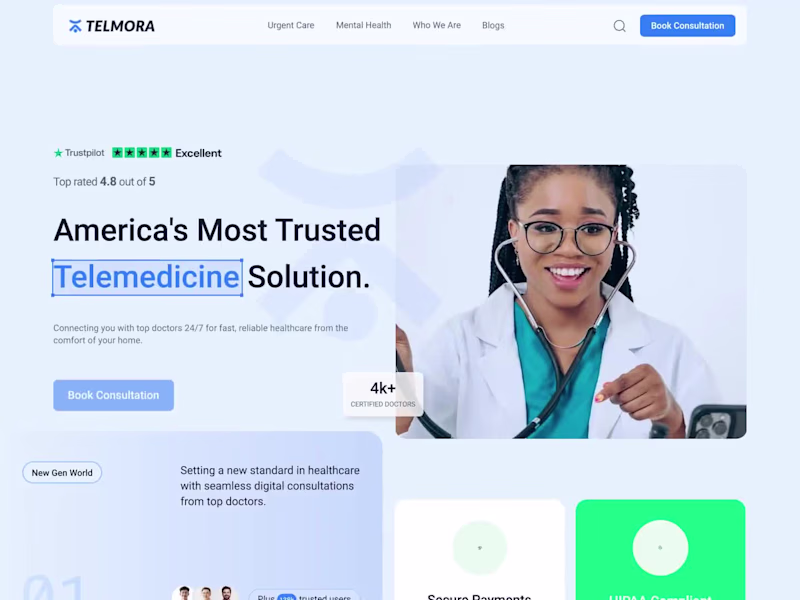 Cover image for Telmora Medical Mobile App & Web Design