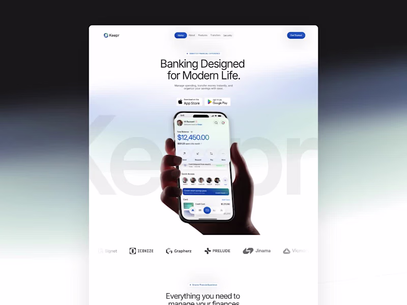 Cover image for Keepr — Banking Landing Page Another fintech concept we've b...