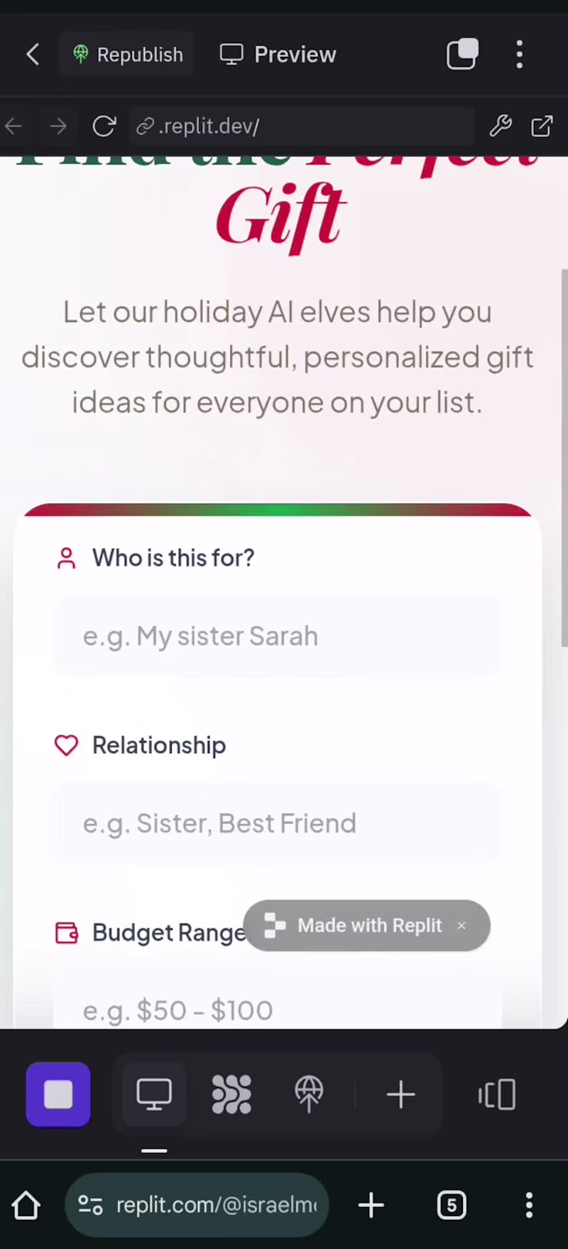 Cover image for Holiday Gift AI Assistant (2025) This app helps users genera...