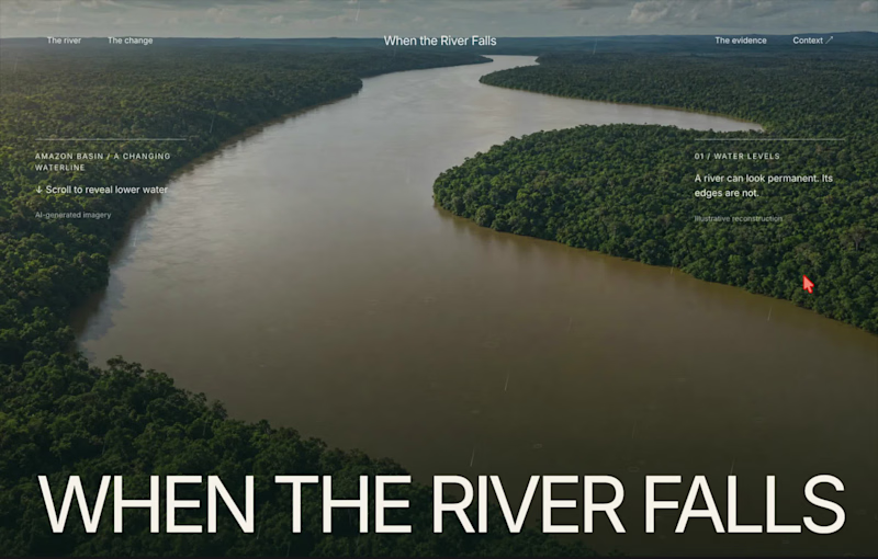 Cover image for Cinematic scroll driven Amazon water levels built with Framer.