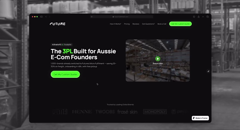 Cover image for Conversion-Focused 3PL Site in Framer