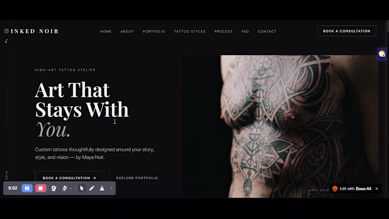 Cover image for INKED NOIR- TATTOO STUDIO WEBSITE