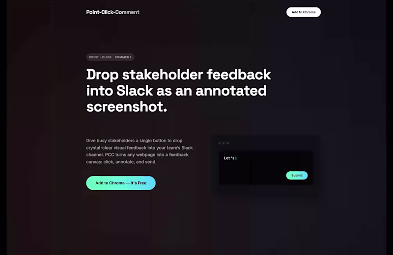 Cover image for 🚀 a landing page for my Chrome Extension. Point-Click-Comme...