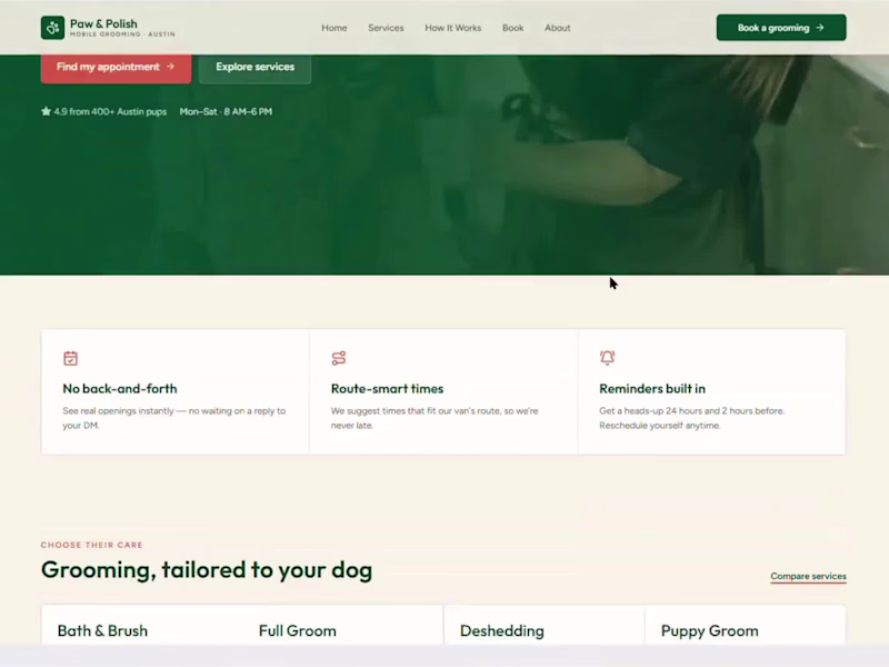 Cover image for Dog Grooming Booking Management System for Mobile Services