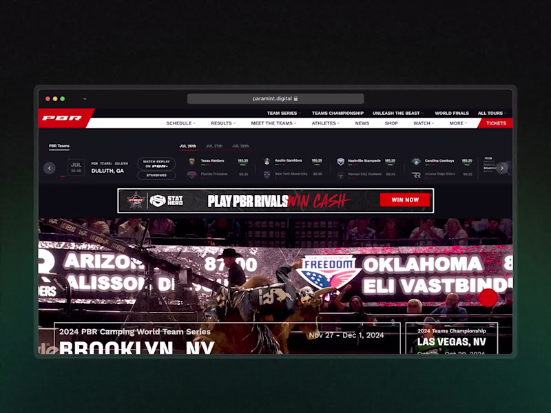 Cover image for PBR.com (Professional Bull Riders) Redesign
