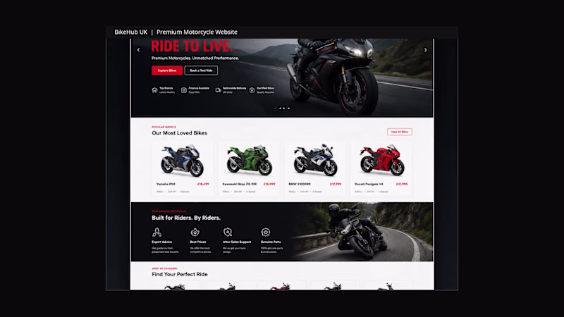 Cover image for “Welcome to BikeHub UK — a modern motorcycle website built f...