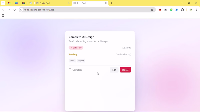 Cover image for A Profile card and To-do
