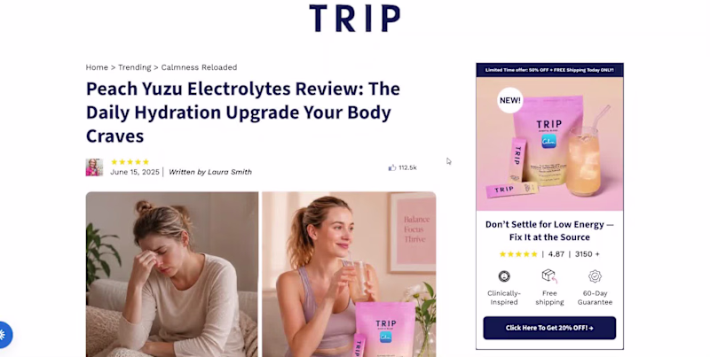 Cover image for Advertorial landing page designed on