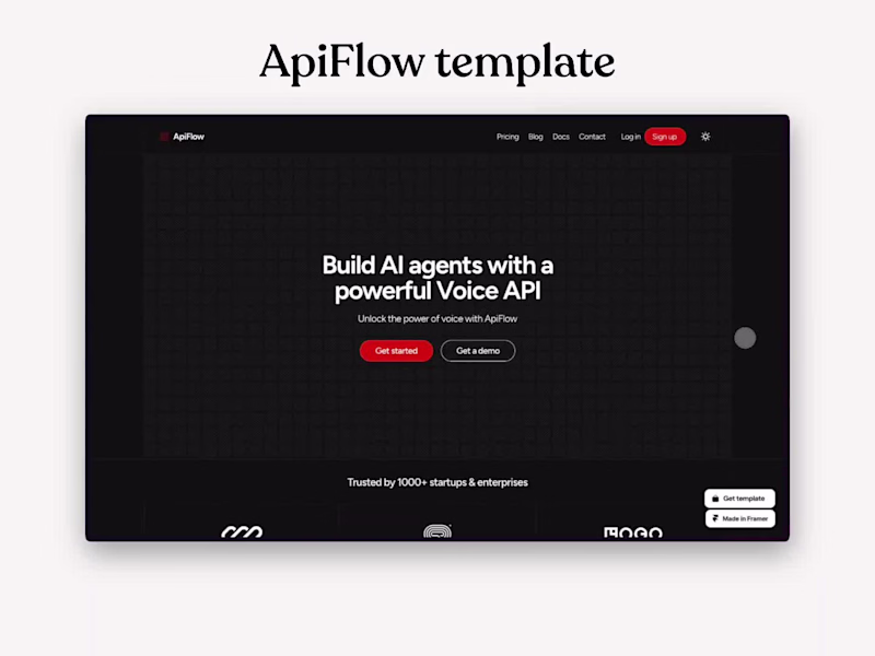 Cover image for ApiFlow template - Framer design & dev