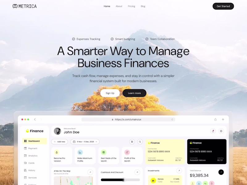 Cover image for Metrica — Finance SaaS Landing