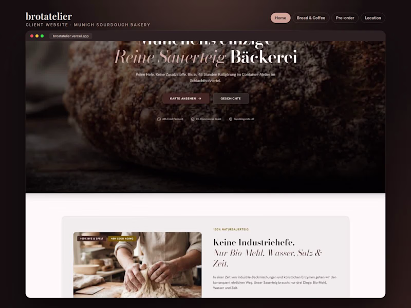 Cover image for brotatelier: Sourdough Bakery Website with