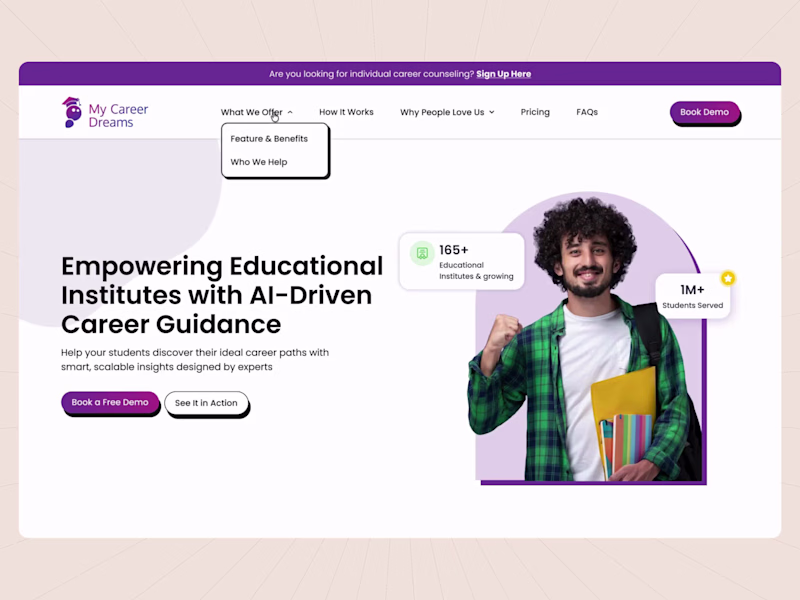 Cover image for Landing Page Design for AI-Powered Career Advisory
