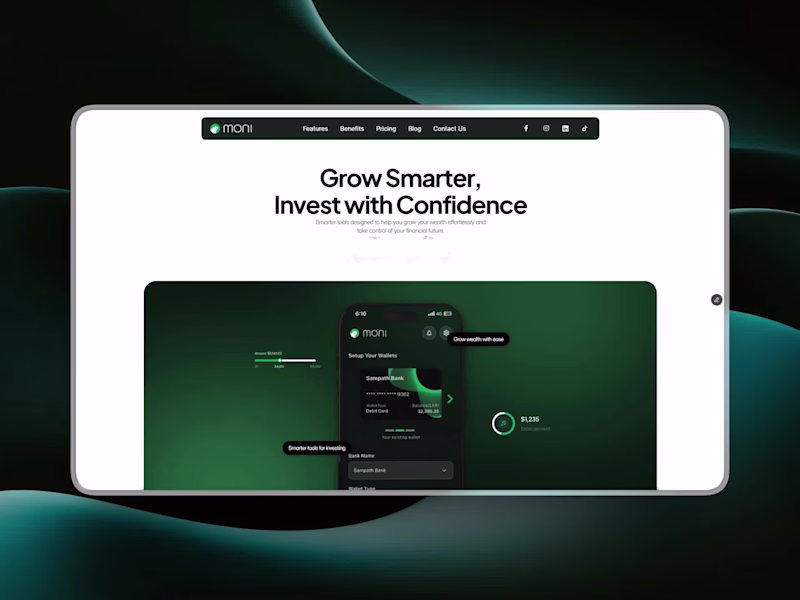 Cover image for Moni Financial Platform Landing Page Design