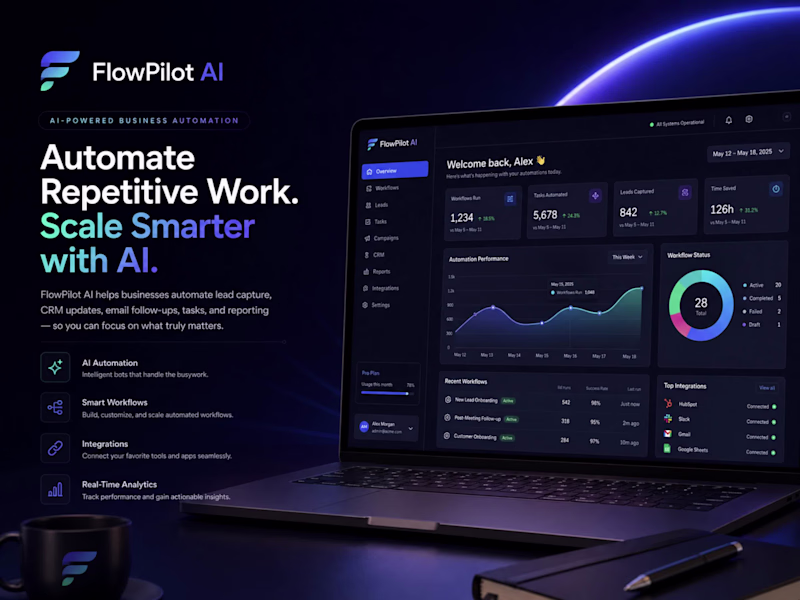 Cover image for Business Automation Dashboard Design for FlowPilot AI
