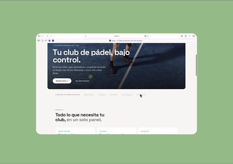 Cover image for Volea — Landing page design.
A