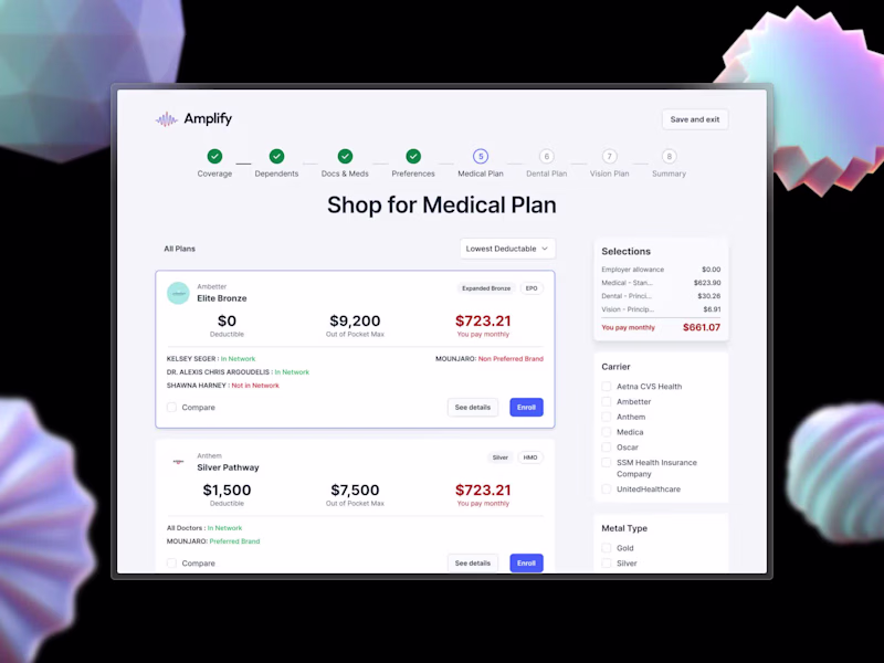 Cover image for Streamlined Enrollment UI Design for Amplify Health