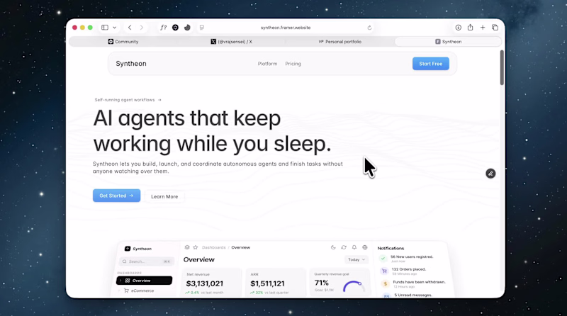 Cover image for New framer templet preview (https://syntheon.framer.website)