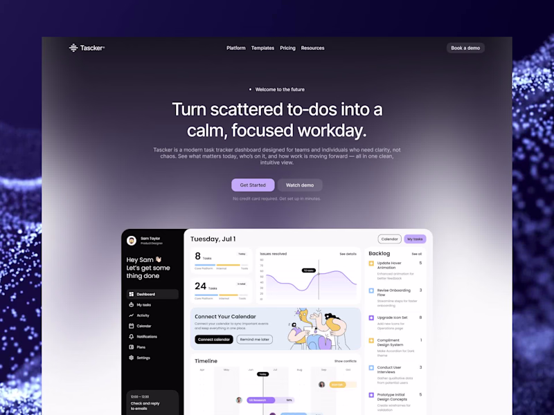 Cover image for Productivity SaaS Web Design
Tascker is