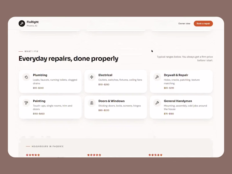 Cover image for FixRight Booking Management System for a Phoenix Handyman