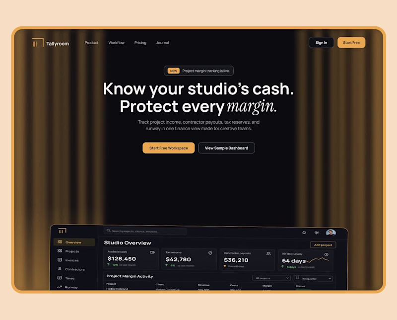 Cover image for Tallyroom Website - Hero Section Motion Exploration
