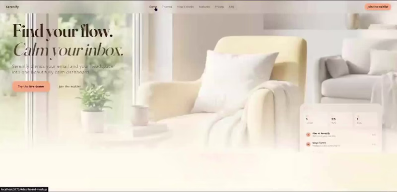 Cover image for Serenify — a mood-responsive landing