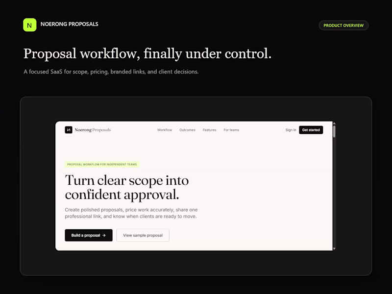 Cover image for Noerong Proposals: White-Label Proposal and Approval SaaS