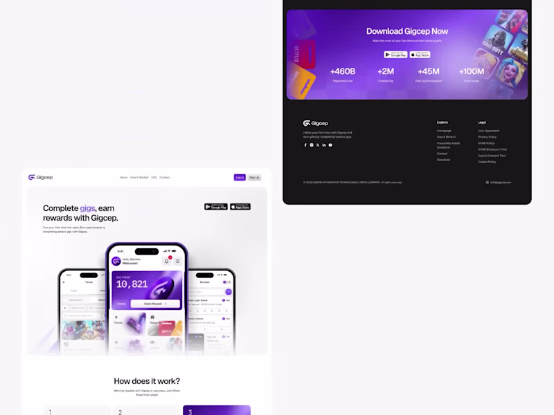 Cover image for Gigcep Branding, Landing Page & Mobile App UI/UX Design