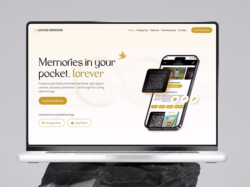 Cover image for Loving Memoirs App Landing Page Design