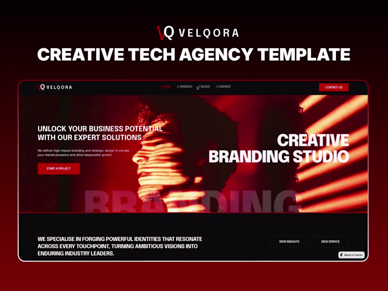Cover image for Velqora – Creative Tech Agency Framer