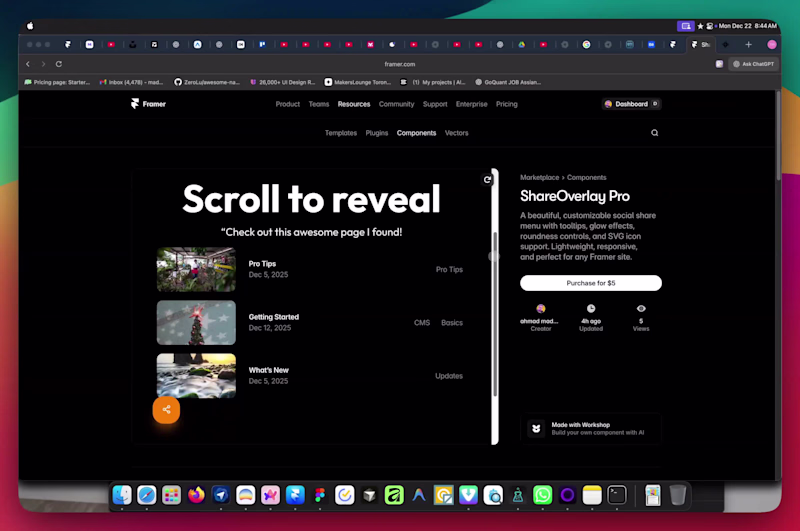 Cover image for New component approve today , Framer ShareOverlay pro the be...