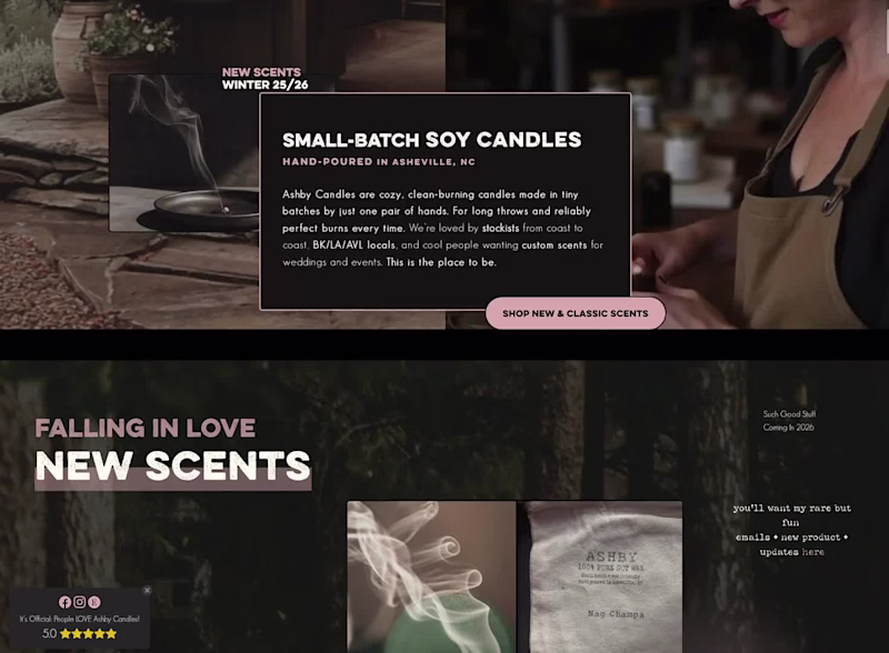 Cover image for Brand Refresh on Squarespace | Ashby Candles eCommerce