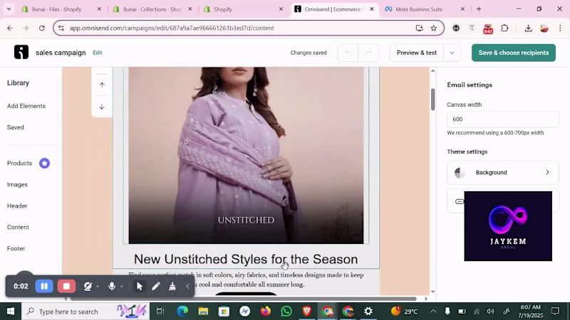 Cover image for Klaviyo Email and SMS Campaign setup for Bunia Shopify store
