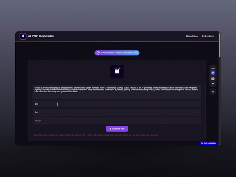 Cover image for AI PDF Generator Plugin Development for Bubble.io