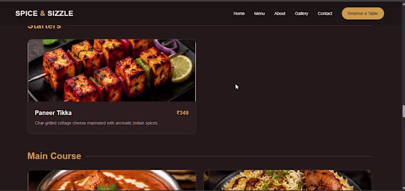 Cover image for Spice & Sizzle - Responsive Restaurant Website