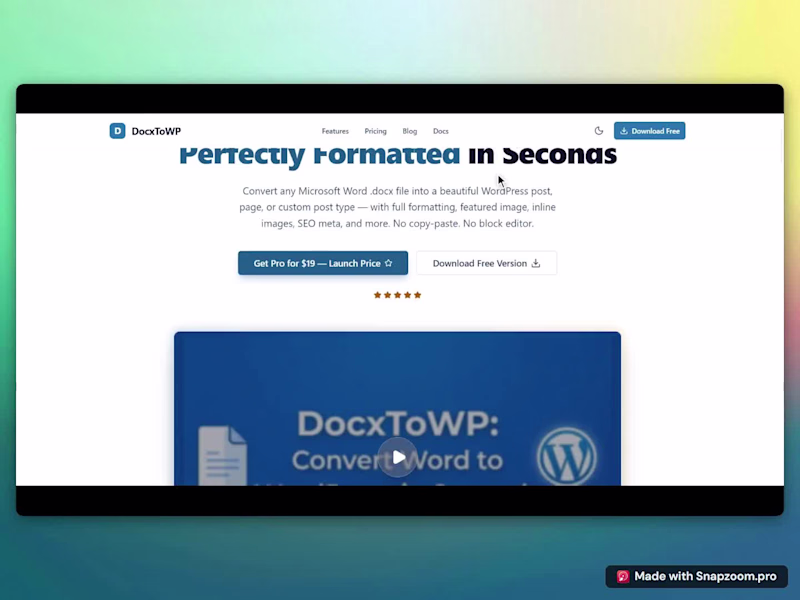 Cover image for DocxToWP Wordpress Plugin Development 