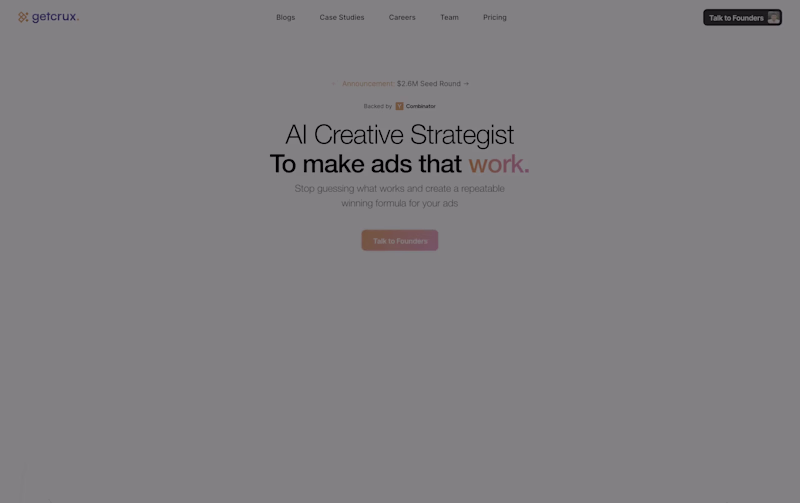 Cover image for GetCrux - AI Creative Strategist to Launch Winning Ads