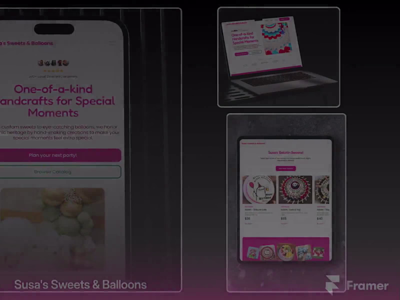 Cover image for Susa's Sweets & Balloons | Framer Website & Commerce