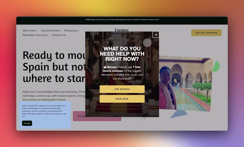 Cover image for Squarespace Website Redesign for Coming to Spain