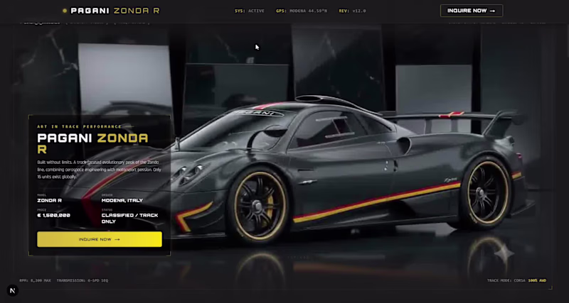 Cover image for Pagani Zonda R — Interactive