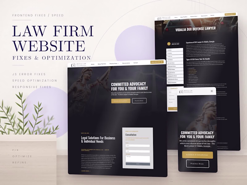 Cover image for Downie Law – Bug Fixes, Speed & Responsive Optimization