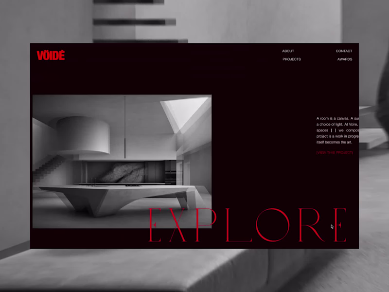 Cover image for Vöidé: desktop layout, in motion.
An