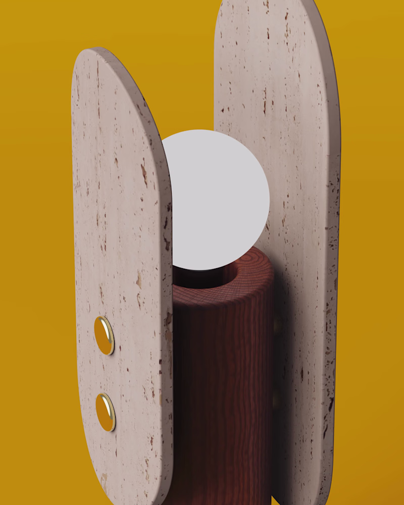 Cover image for Table Lamp design Travertine + wood Contact for 3D rendering...