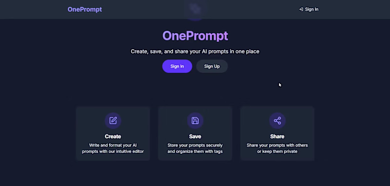 Cover image for OnePrompt-Create, Save and Share your AI Prompts effortlessly