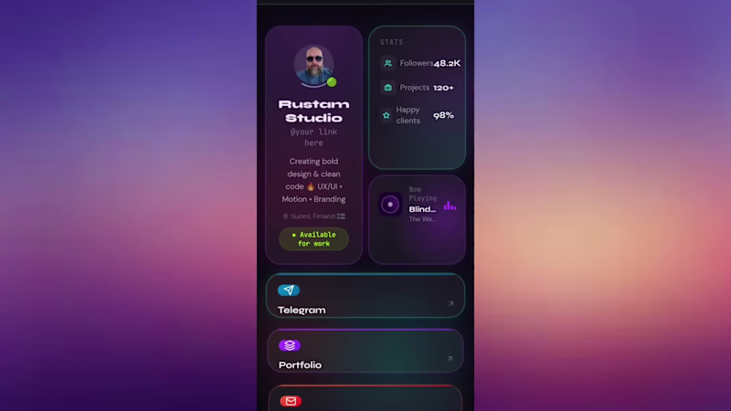 Cover image for Premium Bento Link-in-Bio: Interactive React