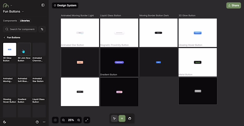 Cover image for Fun Buttons component library in MagicPath