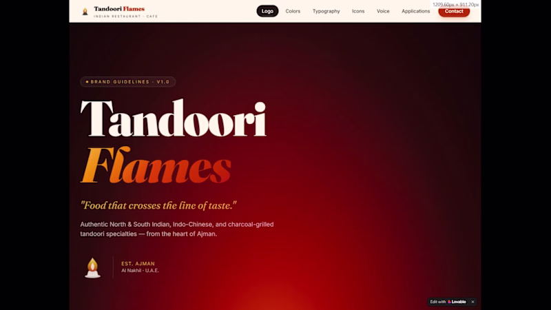 Cover image for Interactive Brand Book for Tandoori Flames