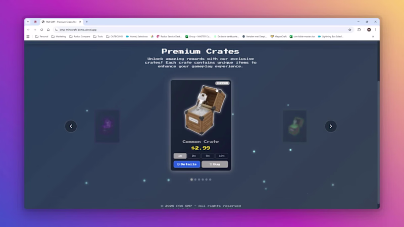 Cover image for Built a fully functional Minecraft SMP crates website, desig...
