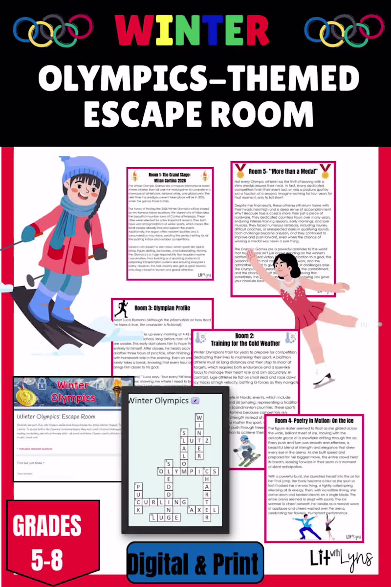 Cover image for This Winter Olympics-Themed Reading Comprehension Escape Roo...
