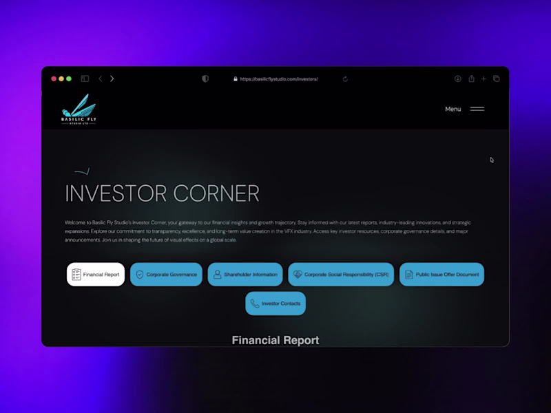 Cover image for Basilic Fly Studio: Investor Page Redesign