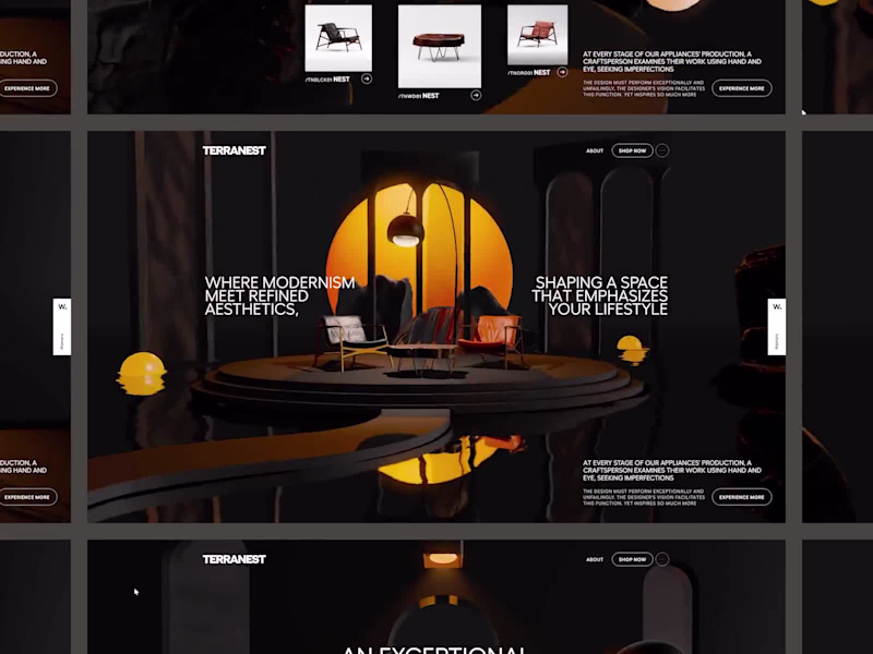 Cover image for Terranest - 3D interactive website showcasing modern furniture